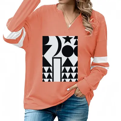 Women Crescent V-neck Loose Sweatshirt