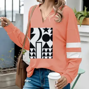 Women Crescent V-neck Loose Sweatshirt