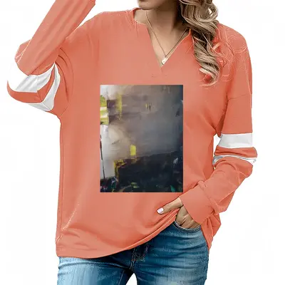 Women Passage V-neck Loose Sweatshirt