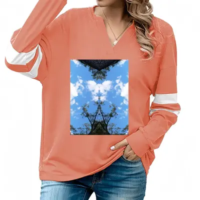 Women Holy Cloud Smokes V-neck Loose Sweatshirt