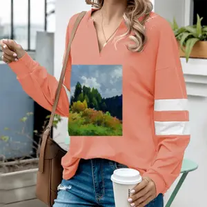 Women Way Back V-neck Loose Sweatshirt