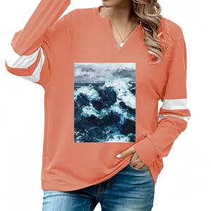 Women Sea Power V-neck Loose Sweatshirt