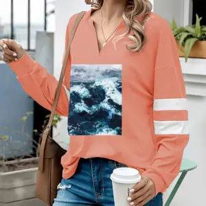 Women Sea Power V-neck Loose Sweatshirt