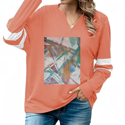 Women Golden City V-neck Loose Sweatshirt