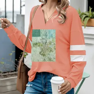 Women Strokes 9 V-neck Loose Sweatshirt