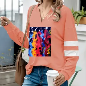 Women Unknown V-neck Loose Sweatshirt