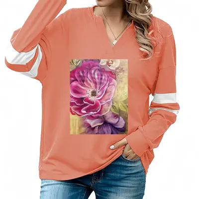 Women Smell Of Rose V-neck Loose Sweatshirt