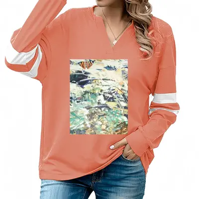 Women Obverse V-neck Loose Sweatshirt