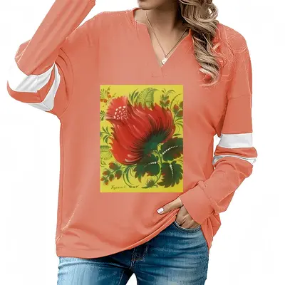 Women Early Spring V-neck Loose Sweatshirt