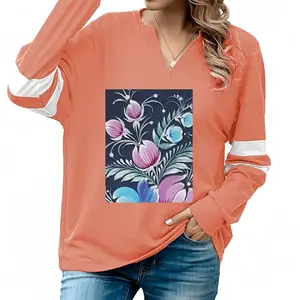 Women Night Pleasure V-neck Loose Sweatshirt