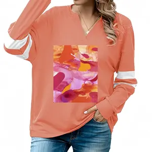 Women Intestine V-neck Loose Sweatshirt