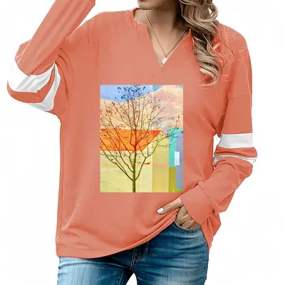 Women Tree I V-neck Loose Sweatshirt