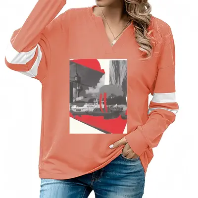 Women Wwf Tusk V-neck Loose Sweatshirt