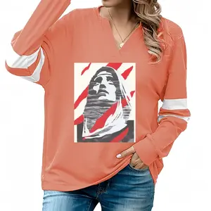 Women Scars V-neck Loose Sweatshirt