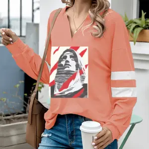 Women Scars V-neck Loose Sweatshirt