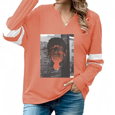 Women Fear V-neck Loose Sweatshirt