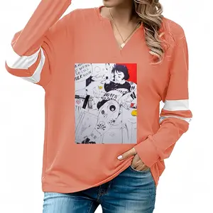 Women Supergirl V-neck Loose Sweatshirt