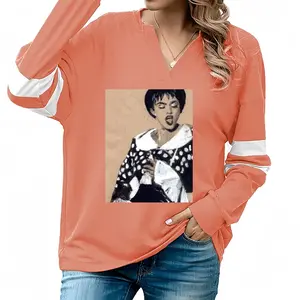 Women Madonna V-neck Loose Sweatshirt