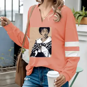 Women Madonna V-neck Loose Sweatshirt