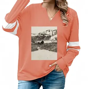 Women Parisian Pavement V-neck Loose Sweatshirt