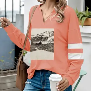 Women Parisian Pavement V-neck Loose Sweatshirt