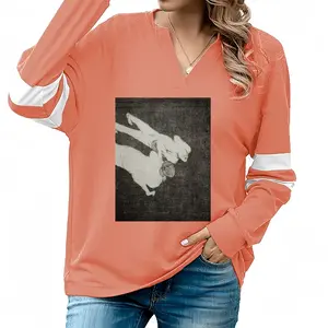 Women Migrants V-neck Loose Sweatshirt