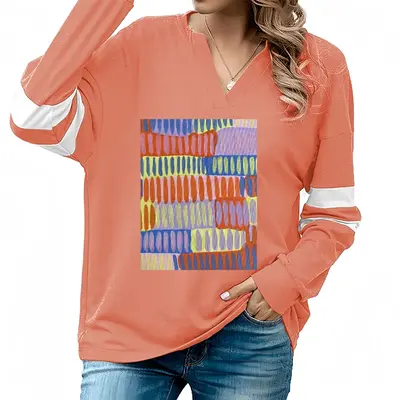 Women Simple Visual V-neck Loose Sweatshirt