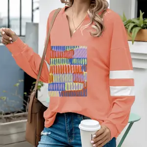 Women Simple Visual V-neck Loose Sweatshirt