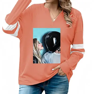 Women The Helmet V-neck Loose Sweatshirt