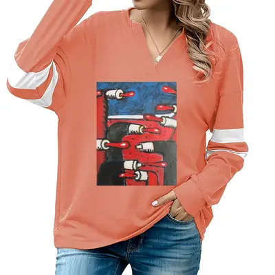 Women War V-neck Loose Sweatshirt