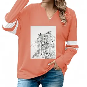 Women Untitled V-neck Loose Sweatshirt