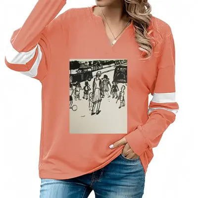 Women Street Kids V-neck Loose Sweatshirt