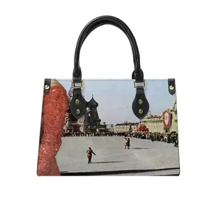 Lady In Red Square Tote Bag