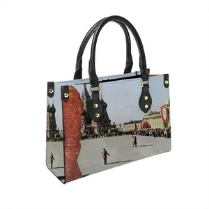 Lady In Red Square Tote Bag