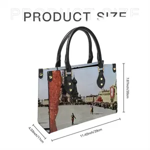 Lady In Red Square Tote Bag