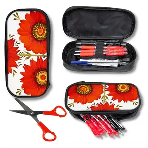 Three Red Flowers Pencil Case