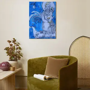 Drawing Ink - Blue Diva Canvas Decorative Painting (Multi-Size, Vertical)