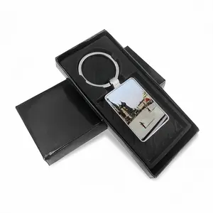 Lady In Red Square Square Keychain