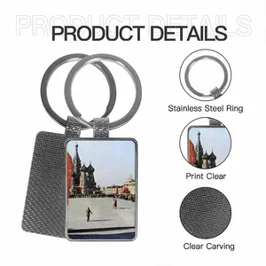 Lady In Red Square Square Keychain