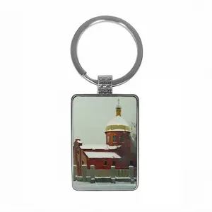 Landscape With An Old Church Square Keychain