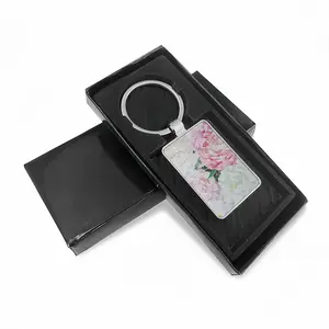 Large Peony Palette Knife Square Keychain