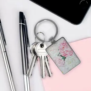 Large Peony Palette Knife Square Keychain