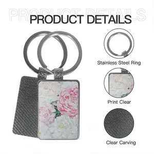 Large Peony Palette Knife Square Keychain