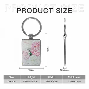 Large Peony Palette Knife Square Keychain