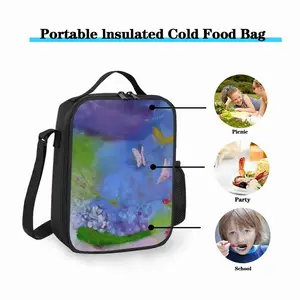 Purple Feather Square Thermal Insulation Meal Bag