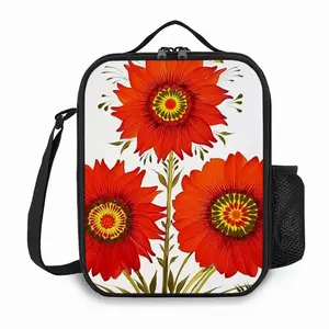 Three Red Flowers Square Thermal Insulation Meal Bag