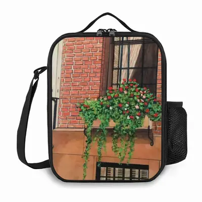 Brownstone With Flower Box New York City Square Thermal Insulation Meal Bag