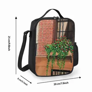 Brownstone With Flower Box New York City Square Thermal Insulation Meal Bag