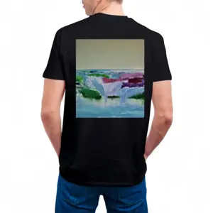 Men Water Falling Cotton Crew Neck T-Shirt