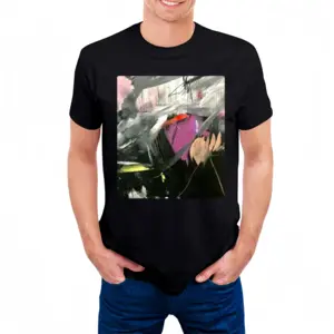 Men Black Rose Cotton Crew Neck T-Shirt